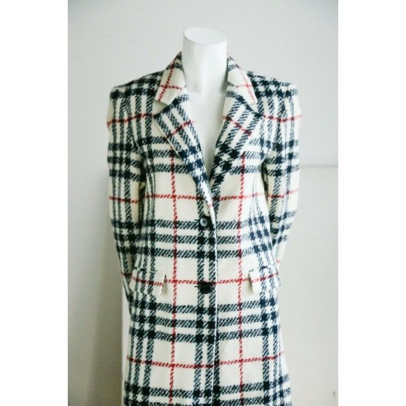 Vintage Louben Cream Black Plaid Lightweight Classic 2 Button bBlazer Coat SZ 6 - Picture 2 of 10